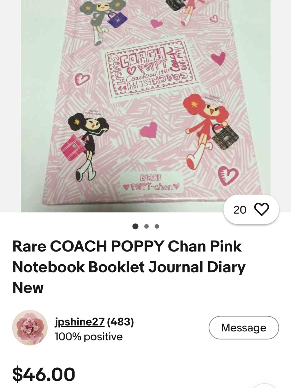 Coach Poppy Chan Pink Illustrated Notebook with poppy pencil set - Picture 8 of 8